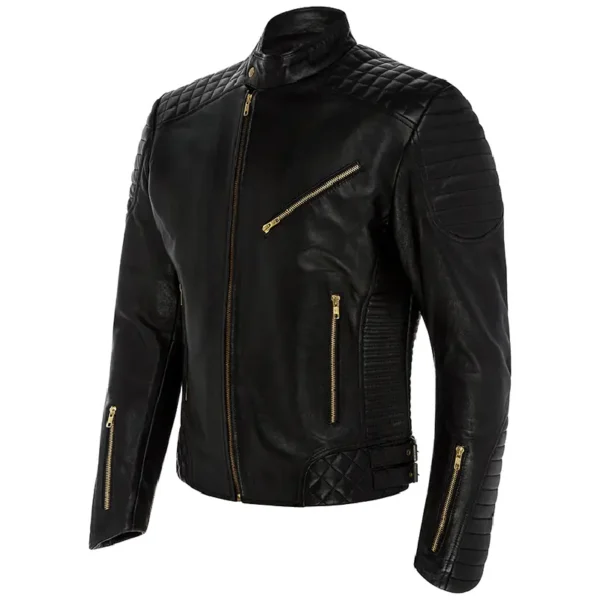 Men Black Genuine Leather Jacket14 - Image 2