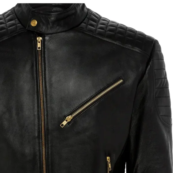 Men Black Genuine Leather Jacket14 - Image 4