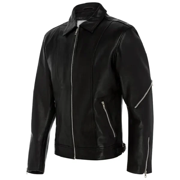 Men Black Genuine Leather Jacket15 - Image 3
