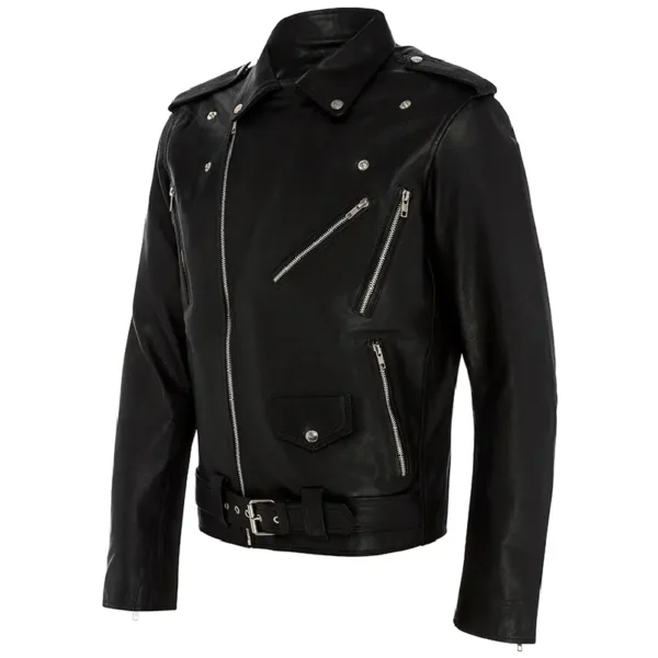 Men Black Genuine Leather Jacket17 - Image 2