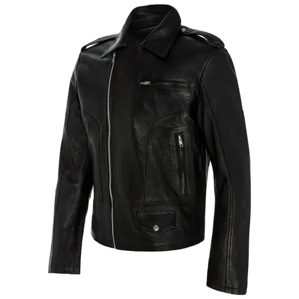 Men Black Genuine Leather Jacket18 - Image 2