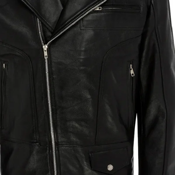 Men Black Genuine Leather Jacket18 - Image 4