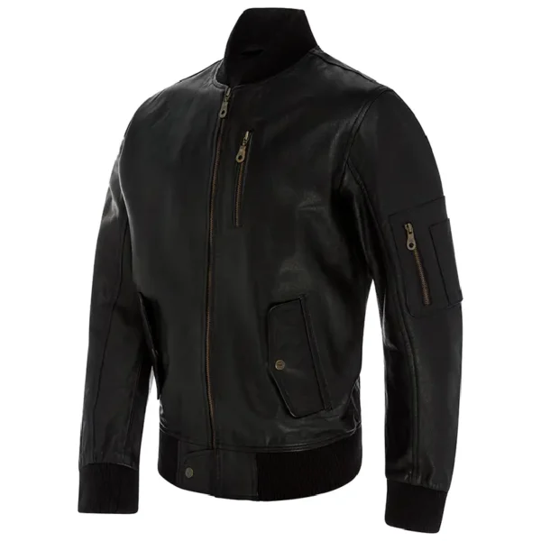 Men Black Genuine Leather Jacket19 - Image 2