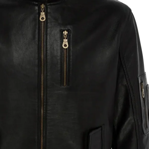 Men Black Genuine Leather Jacket19 - Image 4