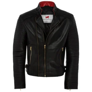 Men Black Genuine Leather Jacket22