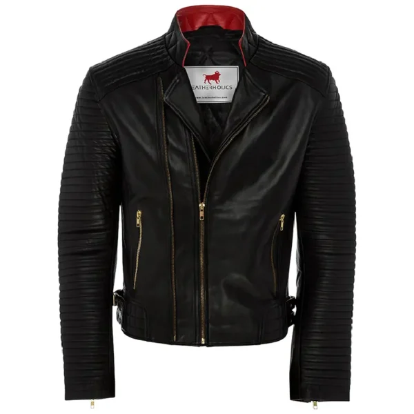 Men Black Genuine Leather Jacket22