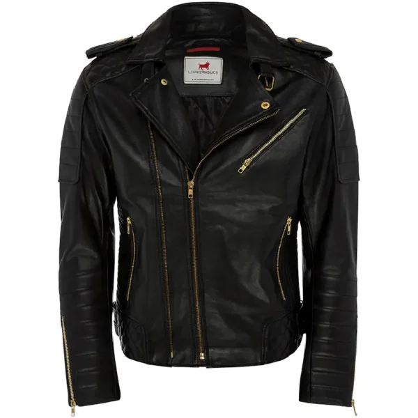 Men Black Genuine Leather Jacket23